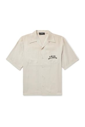 Amiri Convertible-Collar Logo-Flocked Modal-Blend Shirt