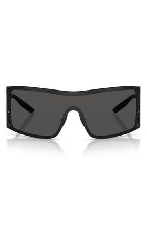 Dolce & Gabbana 138mm Rectangular Shield Sunglasses in Matte Black /Dark Grey at Nordstrom