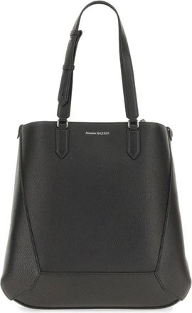 Alexander McQueen Tassen, Heren, Zwart, ONE Size, Leer, Schoudertas van generfd leer