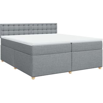vidaXL Cama Box Spring Con Colch&oacute;n Tela Gris Claro 200x200 Cm Vidaxl