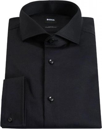 HUGO BOSS Lange mouwen shirt - Heren - Zakelijke Overhemden - Zwart - L - Katoen - Overhemden