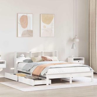 vidaXL Letto Libreria Senza Materasso Bianco 140x190 Cm Legno Di Pino - Vidaxl