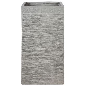 Beliani Maceta Alta De Arcilla Para Jard&iacute;n 40 X 40 X 77 Cm Resistente A Los Rayos Uv Gris Claro Dion