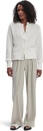 Varley Bettina Textured Knit Jacket Womens Sweatshirt Snow White : LG, Cotton/Polyester