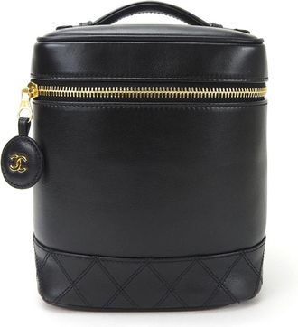Chanel Black Leather Pouch Vanity Bag (Pre-Owned)
