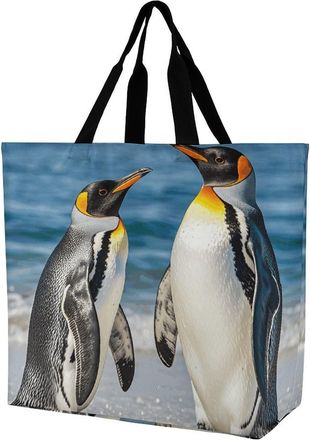 Generic Penguin And Sea Handbag Eco Friendly Tote Bag Reusable Tote Bags For Ladies Work Daily Use