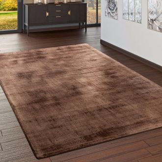 Paco Home Paco Home - Alfombra Tejida Alta Calidad Ray&oacute;n Viscosa Dise&ntilde;o Vintage Jaspeada Marr&oacute;n 80x150 Cm