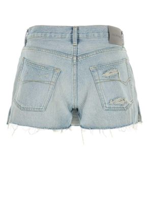 Balenciaga Womens Denim Pant-Skirt Lightblue Exterior: Cotton Gonne