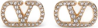 Valentino Garavani Vlogo Signature Earrings In Metal And Swarovski Crystals