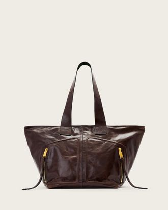 AllSaints Leather Jean Rey Leather Tote Bag, Size: One Size