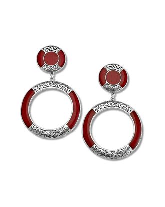 Samuel B. Silver Coral Pearl Earrings