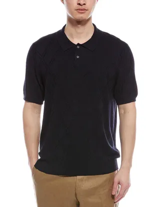 Elie Tahari Linen-Blend Polo Shirt