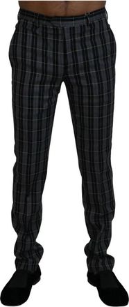Bencivenga Elegante wollen ruit chino broek - Heren - Slim Fit Broeken - Grijs - S - Wol - Broeken