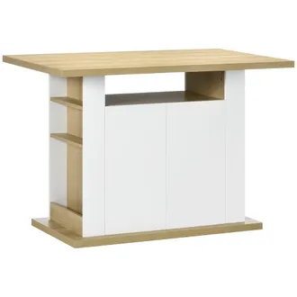 HOMCOM Isla de cocina 110x70x75.5 cm roble y blanco