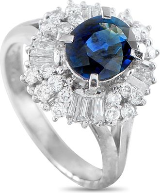 Luxury Bazaar Platinum 0.82 ct Diamond and 1.62 ct Sapphire Ring MF26-101625