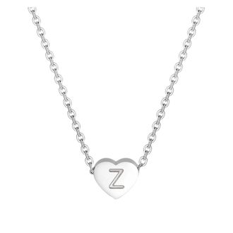 Generic Initial Heart Necklace Silver Alphabet Pendant Jewelry for Women Girls Custom A-Z Letter Charm (Z, One Size)