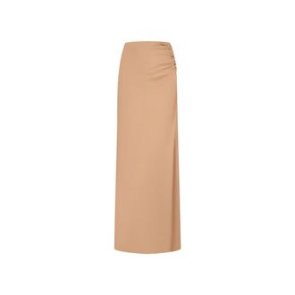 Magda Butrym Maxi Skirts, female, Beige, Size: XS Ruched Cutout Maxi Skirt