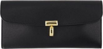 Toteme T-Lock Leren Portemonnee - Dames - Portefeuilles - Zwart - ONE Size - Leer - Accessoires