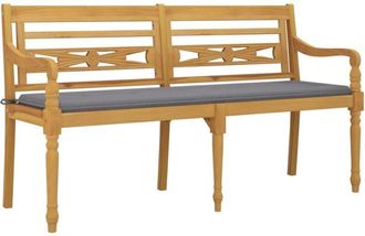 vidaXL Vidaxl - Banco Batavia Con Coj&iacute;n Gris Madera Maciza De Teca 150 Cm