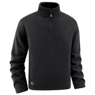 Generic Mens Sweatshirts 1/4 Zip Neck Fleece Lined Thermal Long Sleeve Half Zipper Collar Sweater Top Casual Winter Pullover Jumper, Black, XXL