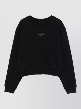 Maison Kitsun&eacute; logo cotton sweatshirt crew neck cropped