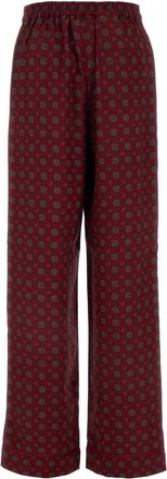 Moschino Womens Geometric-Printed Silk Trousers Burgundy