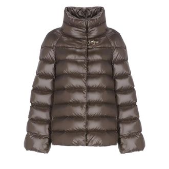 Fay Jassen, Dames, Bruin, L, Leer, Gewatteerde Puffer Jacket