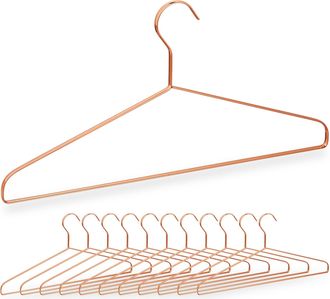 Relaxdays Set 24 Perchas De Alambre Para Ropa, Colgadores Camisas, Pantalones, Trajes, Anchas, Metal, 21 X 42 X 0,8 Cm, Cobre