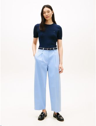 Tommy Hilfiger Womens Pleated Twill Barrel Chino - Blue - 10