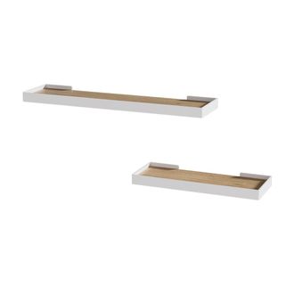 Vicco Estante De Pared Erni, Blanco/roble, 60 X 3 Cm Lote De 2 Vicco