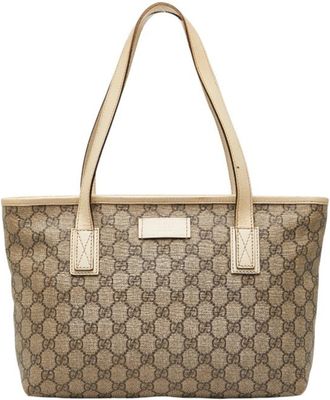 Gucci Beige Ivory Pvc Leather Handbag Tote Bag (Pre-Owned)