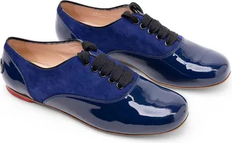 Hogan Patent Leather with Suede Oxford Shoe - Navy