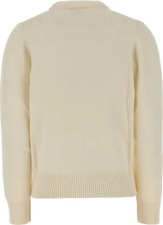 Ganni Womens Ivory Wool Blend Sweater Egret Maglieria