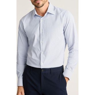 Bonobos Tech Slim Fit Stripe Performance Button-Up Shirt in Blue Lavender Twill Stripe at Nordstrom, Size Medium