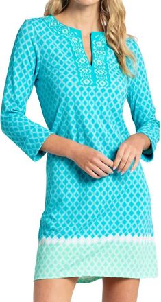 Cabana Life St. Pete Embroidered Tunic Dress In Blue