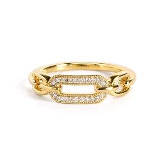 House of Brilliance Yellow Gold Vermeil 1/10 Cttw Diamond Paperclip Ring Band