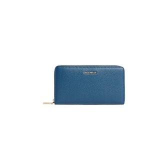 Coccinelle Wallets & Cardholders, female, Blue, Size: ONE SIZE Metallic Soft Zip-Around Wallet