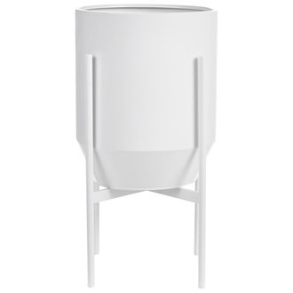 Beliani Soporte Para Macetas Glamuroso Para Interior Y Exterior 33 X 33 X 62 Cm Metal Blanco Hybridum