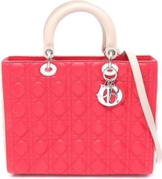 Dior Pre-owned Dior Large Bicolor Lambskin Cannage Lady Dior Ladies DNT62CNZ6NK3RAT4