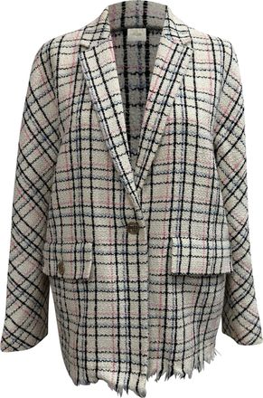 Maje Tweed geruite blazer van wit katoen