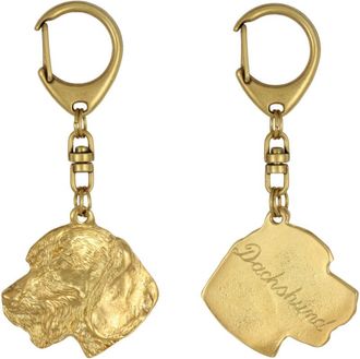 OEM Dachshund Iii - Llavero Ba&ntilde;ado En Oro Con Perro, Decoraci&oacute;n Para Bolsos, Accesorio De Lujo De Art-dog