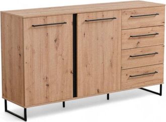 No Brand Mobile soggiorno rovere chiaro artigianale nero 159x42x92 cm in truciolare bilaminato design elegante e moderno
