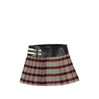 Enfants Riches Deprimes Dog In Restraint Buckle Plaid Mini Skirt