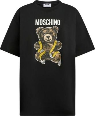 Moschino Teddy Bear Cotton Jersey T-Shirt - female - Moschino - T-Shirts - Black - 2XS - Tops