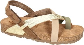 Yokono Schoenen, Dames, Bruin, 37 EU, Leer, Jerba-718 Platte sandaal