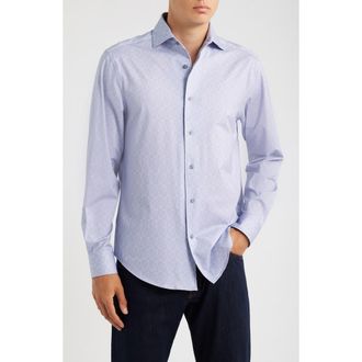 Bugatchi Devon OoohCotton Stretch Shirt in Orchid at Nordstrom, Size Xxx-Large