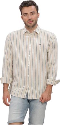 Tommy Jeans TJM REG Linen MX Strp Shirt EXT - Heren - Casual Overhemden - Veelkleurig - XL - Katoen - Overhemden