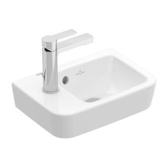 Villeroy & Boch O.novo - Lavamanos Compact 36x25 Cm, Con Rebosadero, 1 Orificio Para El Grifo A La Izquierda, Blanco Alpino 43423601