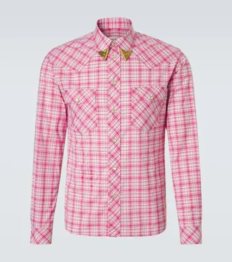 Versace Checked cotton poplin shirt
