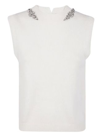 Semicouture crystal-embellished sleeveless top - White